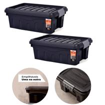 Kit 2 Caixas Contêiner Organizador Multiuso 1 Lts Preto