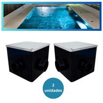 Kit 2 Caixas De Passagem Tampa Inox Iluminação Piscina Brustec Kit 2 Caixas De Passagem Tampa Inox Iluminação Piscina Brustec