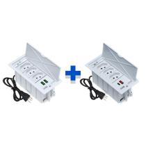 Kit 2 Caixas De Tomadas 4 Blocos 3 Tom 10A 2 e 2 USB 1 TipoC