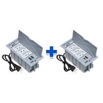 Kit 2 Caixas De Tomadas 4 Blocos 3 Tom 20A 2 e 2 USB 1 TipoC