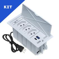 Kit 2 Caixas De Tomadas 4 Blocos 3 Tomadas 10A 2USB 1 Tipo C Kit 2 Caixas De Tomadas 4 Blocos 3 Tomadas 10A 2USB 1 Tipo C