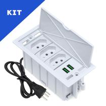 Kit 2 Caixas De Tomadas 4 Blocos Basculante 3 Tom 10A 2 USB Kit 2 Caixas De Tomadas 4 Blocos Basculante 3 Tom 10A 2 USB
