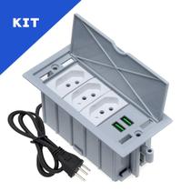 Kit 2 Caixas De Tomadas 4 Blocos Basculante 3 Tom 10A 2 USB Kit 2 Caixas De Tomadas 4 Blocos Basculante 3 Tom 10A 2 USB