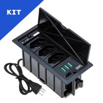 Kit 2 Caixas De Tomadas 4 Blocos Basculante 3 Tom 10A 3USB Kit 2 Caixas De Tomadas 4 Blocos Basculante 3 Tom 10A 3USB
