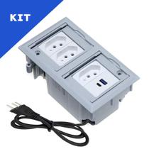 Kit 2 Caixas De Tomadas 4 Blocos Com 3 Tomadas 20A 2USB 9.0A Kit 2 Caixas De Tomadas 4 Blocos Com 3 Tomadas 20A 2USB 9.0A