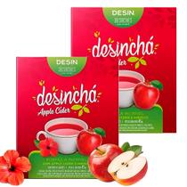Kit 2 Caixas Desinchá Apple Cider e Hibisco Original Suplemento Alimentar Natural Maçã 60 Sachês