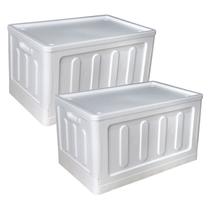 Kit 2 Caixas Empilhável Multiuso Desmonta 75L Tampa Organiza