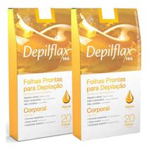 Kit 2 Caixas Folhas Prontas Cera Depilatória Depilação Corporal Depilflax Natural