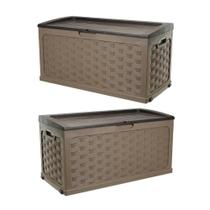 Kit 2 Caixas Grande Organizadoras Bau Multiuso e Banco Plástico 2 pessoas Rattan 335 Litros Starplast