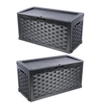 Kit 2 Caixas Grande Organizadoras Bau Multiuso e Banco Plástico 2 pessoas Rattan 335 Litros Starplast Kit 2 Caixas Grande Organizadoras Bau Multiuso e Banco Plástico 2 pessoas Rattan 335 Litros Starplast