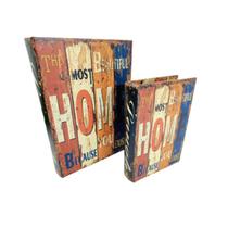 Kit 2 Caixas Livros Decorativa Home Vintage 27/20Cm