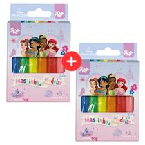 Kit 2 Caixas Massinhas de Modelar DAC 90G 6 Cores -Princesas