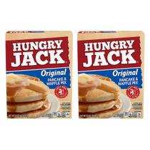 Kit 2 caixas mistura para panqueca e waffle original hungry jack 907g receita tradicional americana