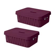 Kit 2 Caixas Organizador com Tampa 11 Litros Rattan Usual 36x27x12 Multiuso Organizador de Ambiente Gaveta Kit 2 Caixas Organizador com Tampa 11 Litros Rattan Usual 36x27x12 Multiuso Organizador de Ambiente Gaveta