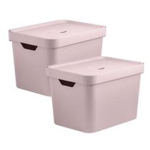 Kit 2 Caixas Organizadora 18 Litros Multiuso Cesto - Branco Kit 2 Caixas Organizadora 18 Litros Multiuso Cesto - Branco