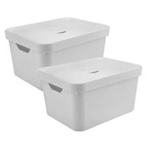 Kit 2 Caixas Organizadora 32 Litros Organizadorou - Branco