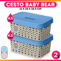 Kit 2 Caixas Organizadora Baby Bear Trama Rattan Infantil Pequena 4,5L Rosa Azul - Usual Utilidades Kit 2 Caixas Organizadora Baby Bear Trama Rattan Infantil Pequena 4,5L Rosa Azul - Usual Utilidades