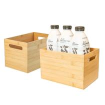Kit 2 Caixas Organizadora Cesto Bambu Dispensa Com Alças Decorativa