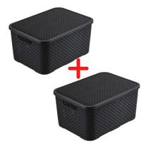 Kit 2 Caixas Organizadora De Brinquedo Roupa Suja Cesto C/tampa 7 LITROS PRETO Kit 2 Caixas Organizadora De Brinquedo Roupa Suja Cesto C/tampa 7 LITROS PRETO