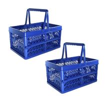 Kit 2 Caixas Organizadora de Plástico Dobrável Pequena Com Alça Multiuso