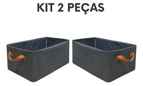 Kit 2 Caixas Organizadora De Tecido Com Alça Multiuso Gaveta Armário Closet