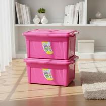 Kit 2 Caixas Organizadora Multiuso 60 Litros Com Tampa, Rodinhas E Travas Agraplast 642 Kit 2 Caixas Organizadora Multiuso 60 Litros Com Tampa, Rodinhas E Travas Agraplast 642