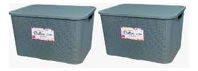 Kit 2 Caixas Organizadora Rattan 70 Litros Premium Grande