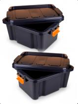 Kit 2 Caixas Organizadoras 12L Multiuso Plástico Tampa Trava -