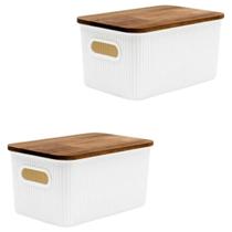 Kit 2 Caixas Organizadoras 1,5L Off White Oikos