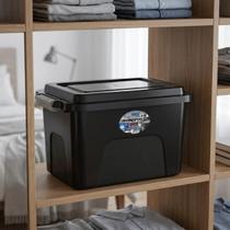 Kit 2 Caixas Organizadoras 19L com Tampa e Trava Preta Kit 2 Caixas Organizadoras 19L com Tampa e Trava Preta