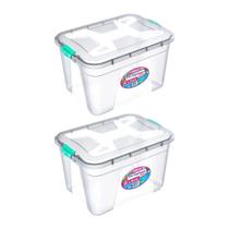 Kit 2 Caixas Organizadoras 30 E 56 Litros Preta Com Travas Multiuso Design Moderno