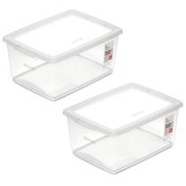 Kit 2 Caixas Organizadoras 7,5L Tampa Click Ordene Transpare