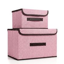 Kit 2 Caixas Organizadoras Com Tampa 19/8 Litros Dobrável Cesto Multiuso Quarto Banheiro