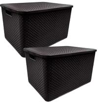 Kit 2 Caixas organizadoras com tampa 7 litros - Rattan - Arqplast Kit 2 Caixas organizadoras com tampa 7 litros - Rattan - Arqplast