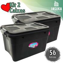 Kit 2 Caixas Organizadoras com Tampa com Trava Empilháveis Robustas e Resistentes