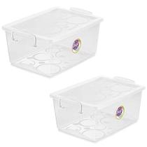 Kit 2 Caixas Organizadoras com Travas e Alças Laterais 4L Bel Ordene Casa Closet