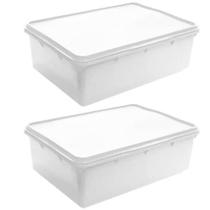 Kit 2 Caixas Organizadoras de Alimentos 11L Empilhável Hermética Plasvale Plástica Retangular