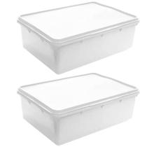Kit 2 Caixas Organizadoras de Alimentos 11L Empilhável Hermética Plasvale Plástica Retangular Kit 2 Caixas Organizadoras de Alimentos 11L Empilhável Hermética Plasvale Plástica Retangular