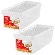 Kit 2 Caixas Organizadoras de Geladeira Legumes Verduras Frutas 4,2L com Tampa Plástica