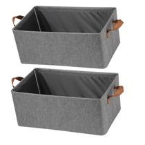 Kit 2 Caixas Organizadoras Dobráveis Oxford 47x27x19cm Cinza com Alça Multiuso GuardaRoupa Closet Lavanderia