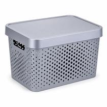 Kit 2 Caixas Organizadoras Multiuso 17L com Tampa Eco Flow Rainha Preto ou Prata