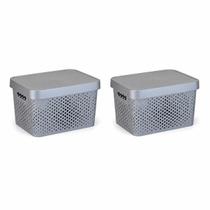 Kit 2 caixas organizadoras multiuso 17l com tampa eco flow rainha