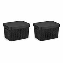 Kit 2 caixas organizadoras multiuso 17l com tampa eco flow rainha
