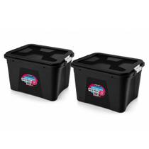 Kit 2 Caixas Organizadoras Multiuso 20L Preta C/ Travas