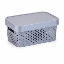 Kit 2 Caixas Organizadoras Multiuso 4,5L com Tampa Eco Flow Rainha Prata e Preto Kit 2 Caixas Organizadoras Multiuso 4,5L com Tampa Eco Flow Rainha Prata e Preto