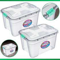Kit 2 Caixas Organizadoras Multiuso Armazenamento Organização Transparente 56 Litros