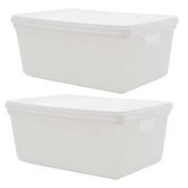 Kit 2 Caixas Organizadoras Multiuso Decorativa 15L Branca Kit 2 Caixas Organizadoras Multiuso Decorativa 15L Branca