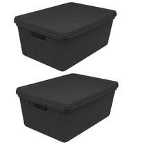 Kit 2 Caixas Organizadoras Multiuso Decorativa 15L Preta