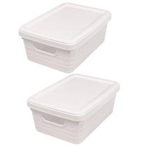 Kit 2 Caixas Organizadoras Multiuso Decorativa 1,8L Branca