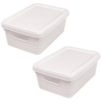 Kit 2 Caixas Organizadoras Multiuso Decorativa 5 L Branco